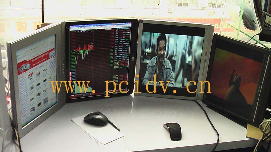 pcidv.com/显示器旋转90度拼接液晶电视墙,分屏显示不同画面